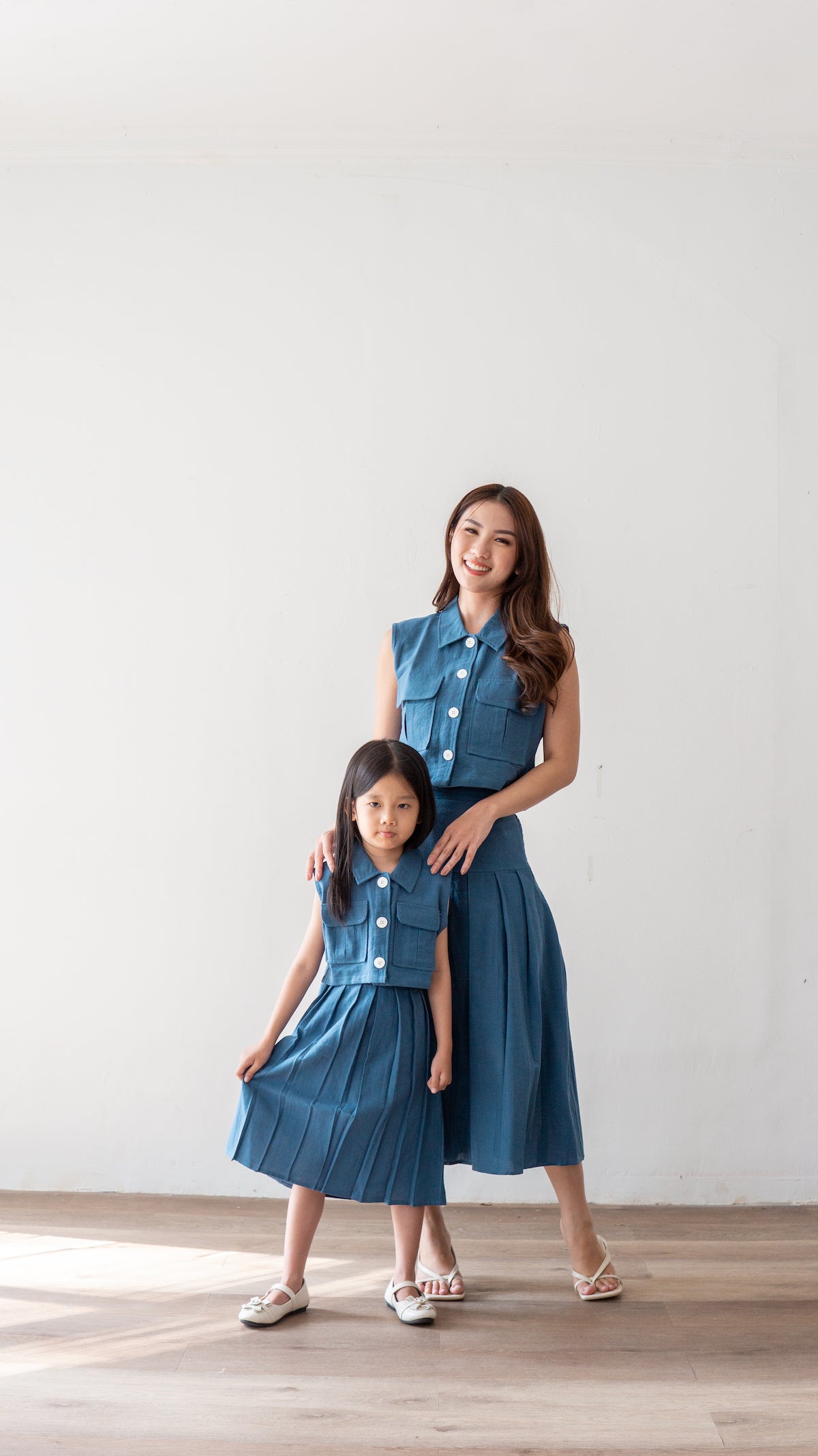 Mini June Linen Top - Blue