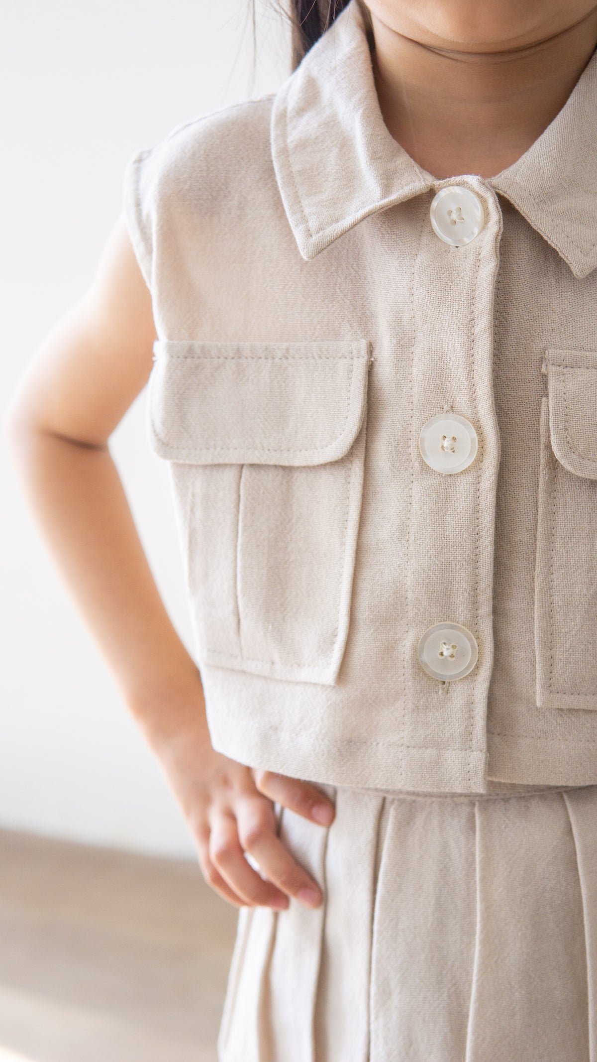 Mini June Linen Top - Oat