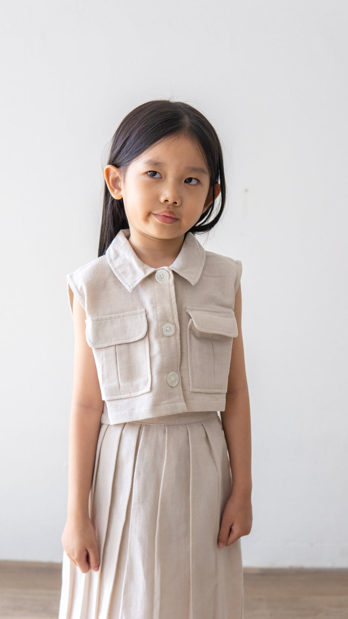 Mini June Linen Top - Oat