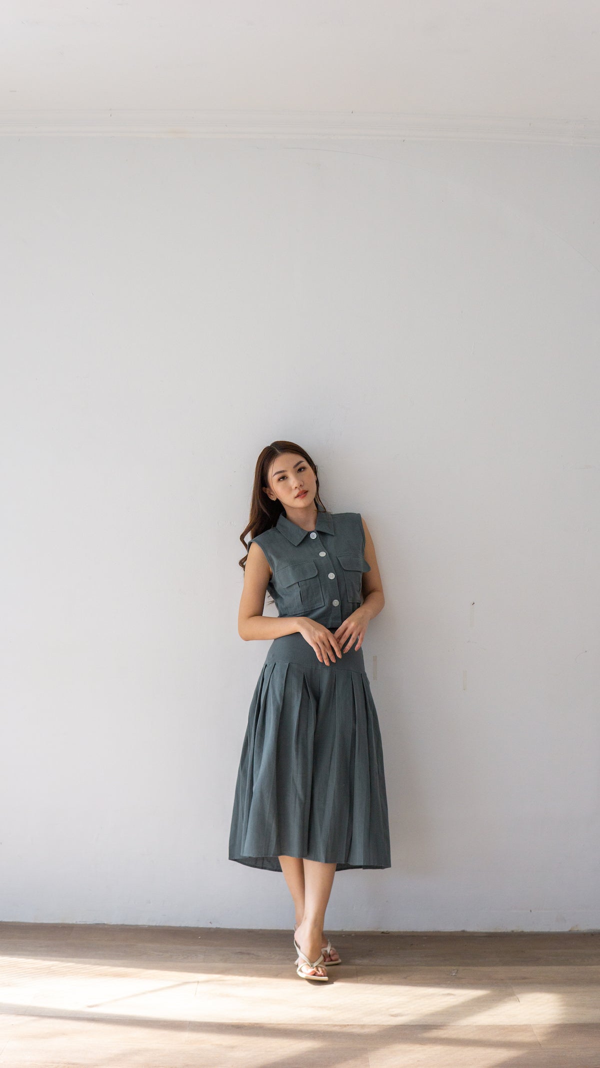 June Linen Top - Green