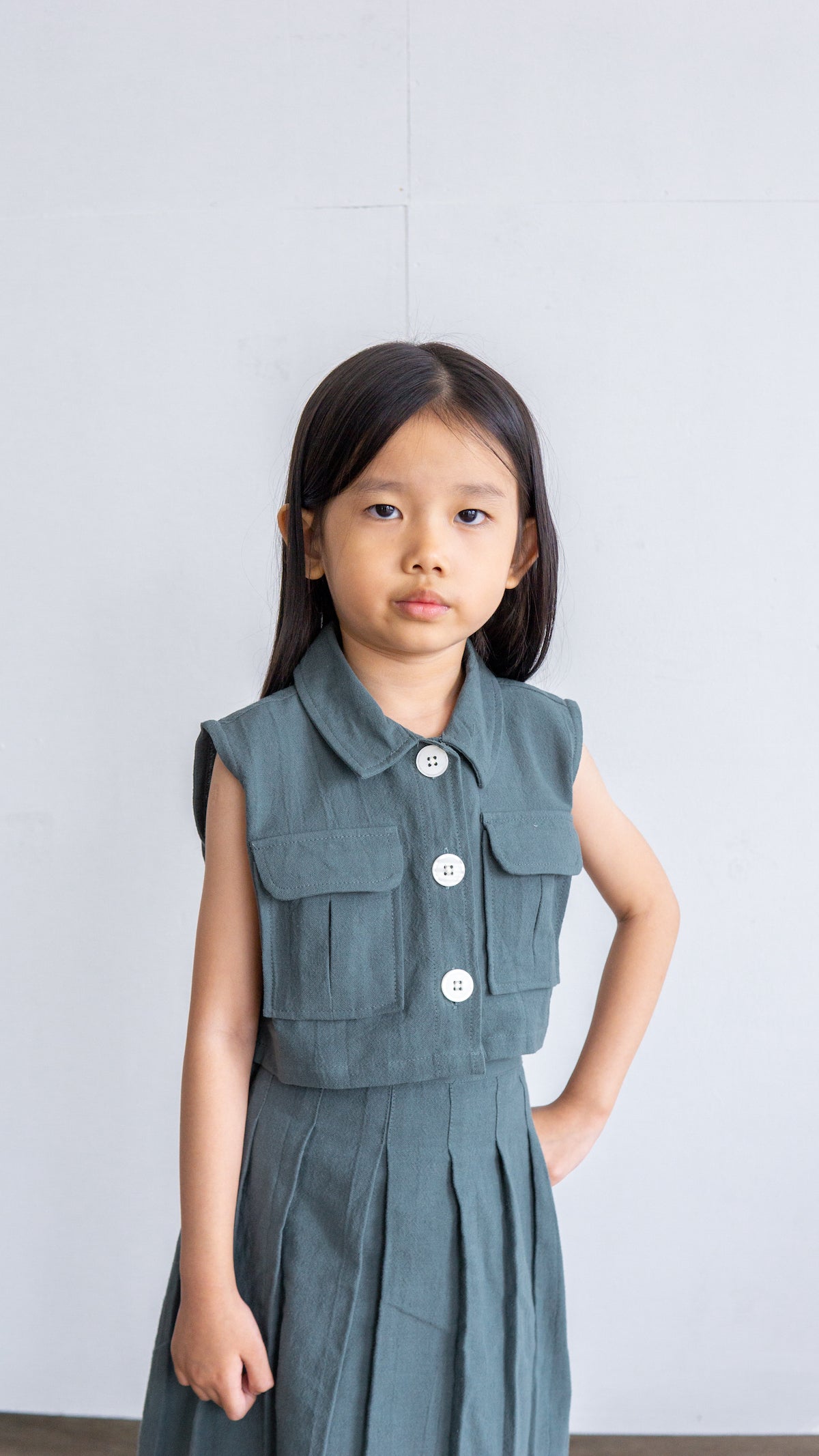 Mini June Linen Top - Green