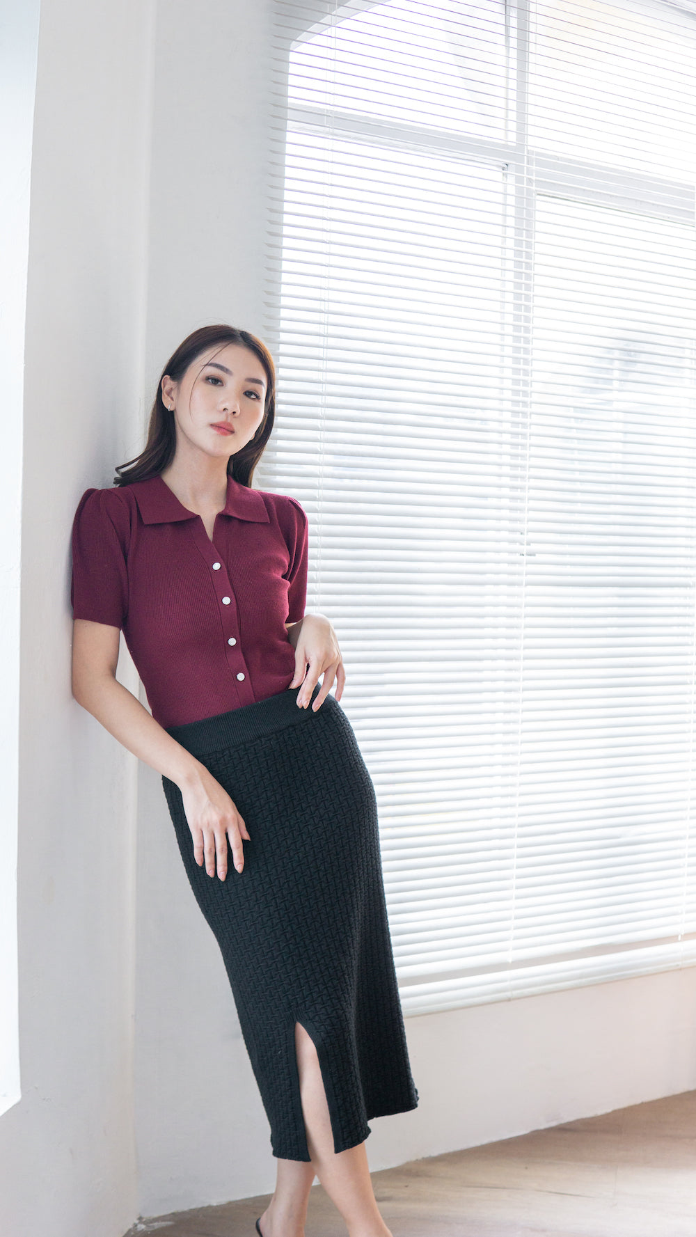 Cara Knit Top - Maroon