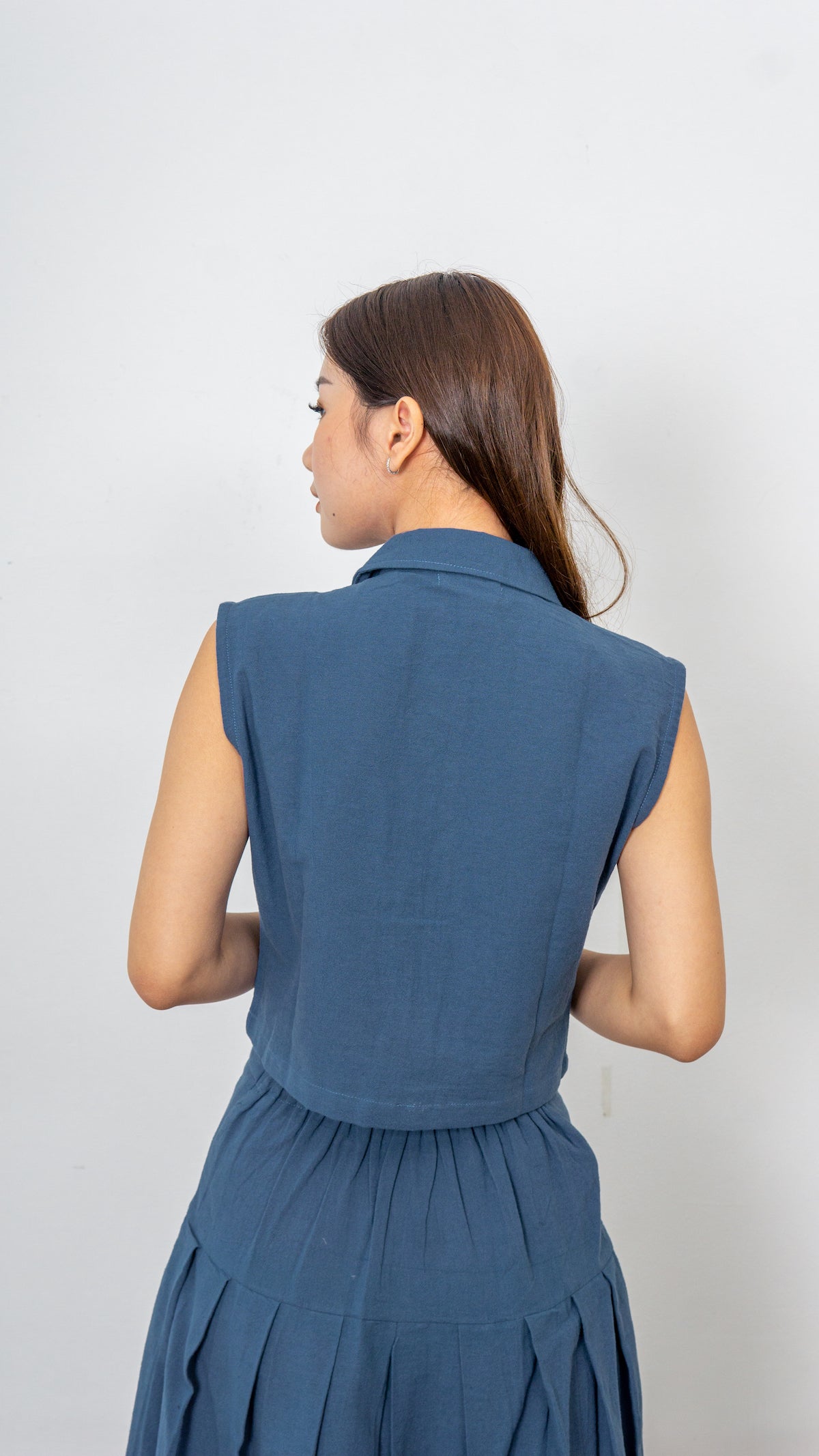 June Linen Top - Blue