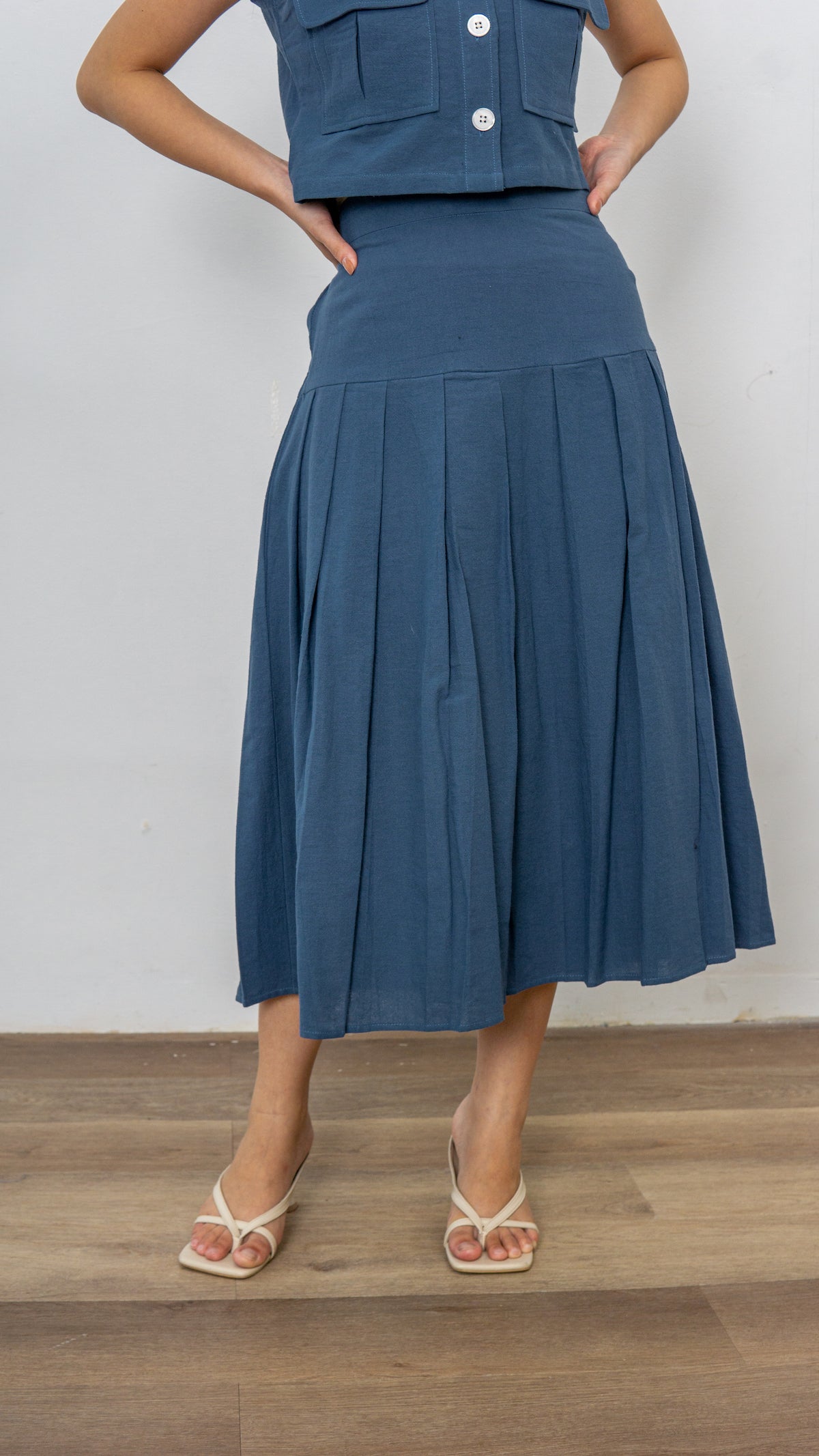 June Linen Skirt - Blue