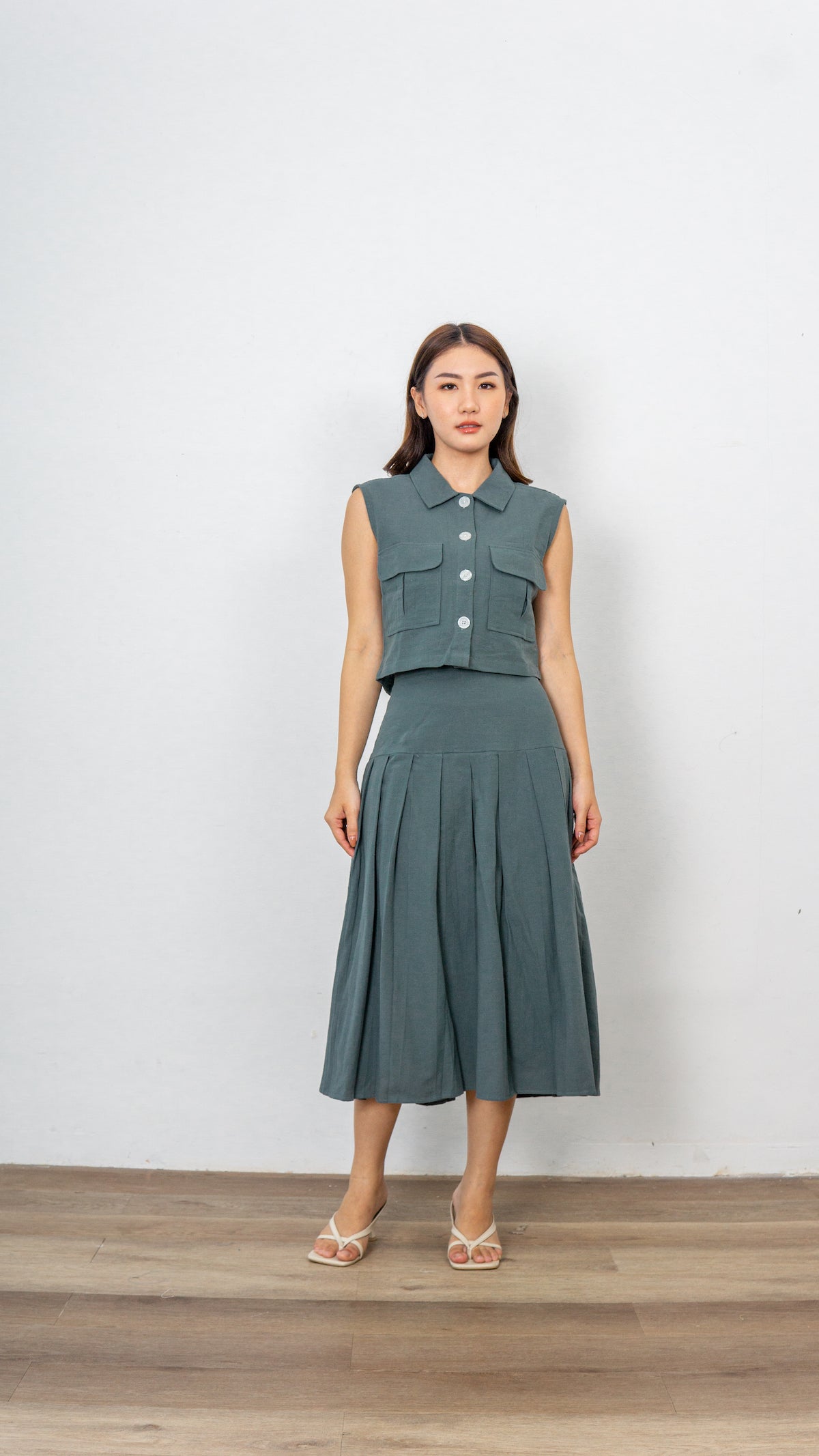 June Linen Top - Green