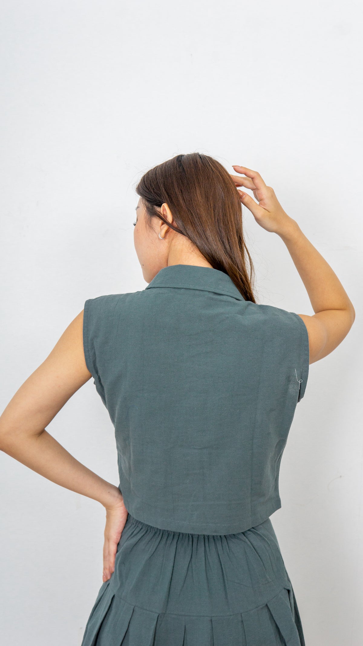 June Linen Top - Green