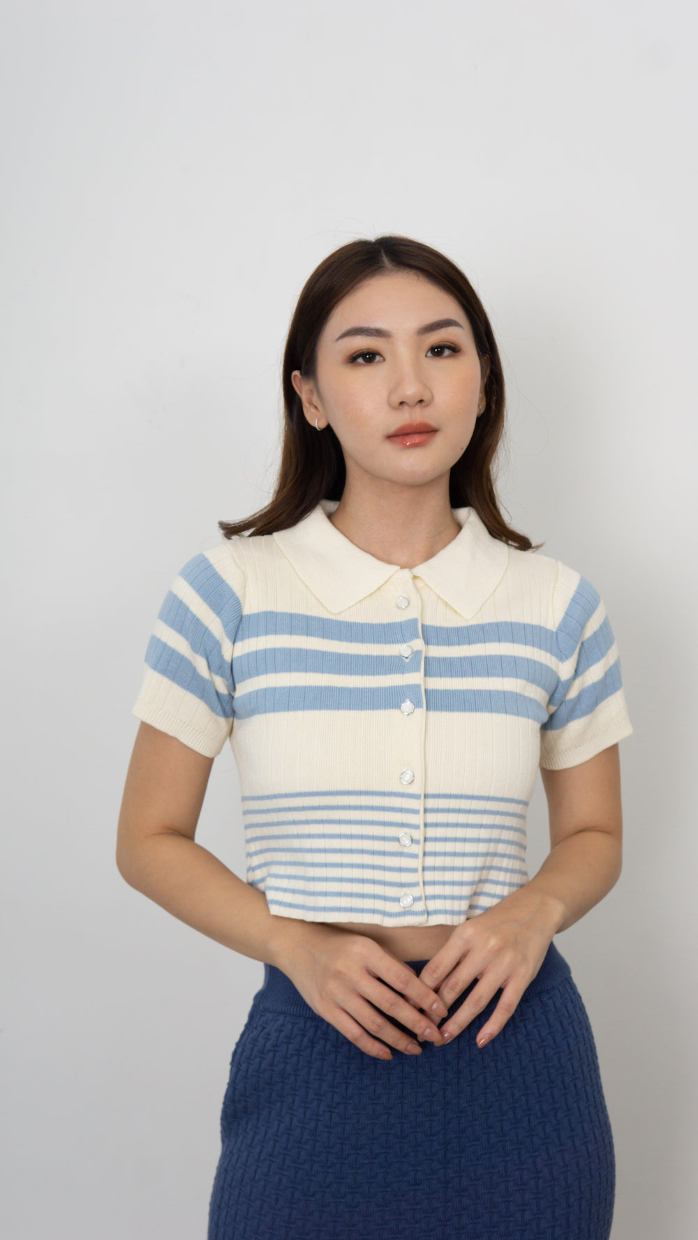 Gwen Stripe Knit Top - White