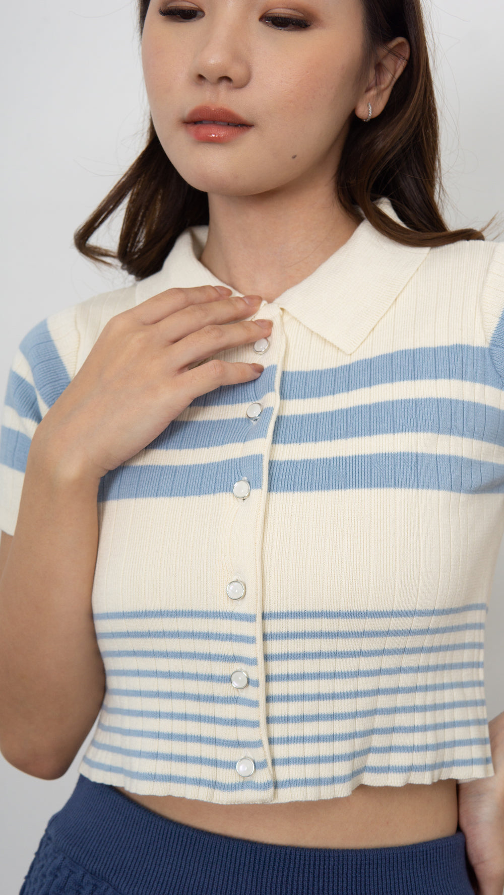 Gwen Stripe Knit Top - White
