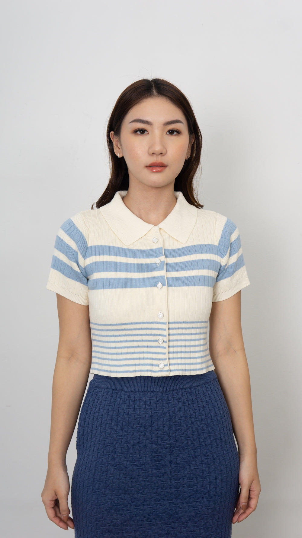 Gwen Stripe Knit Top - White