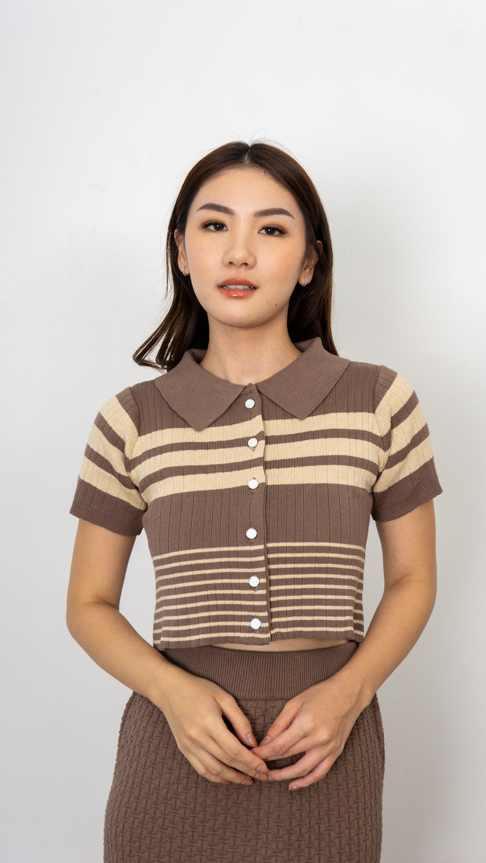 Gwen Stripe Knit Top - Mocha
