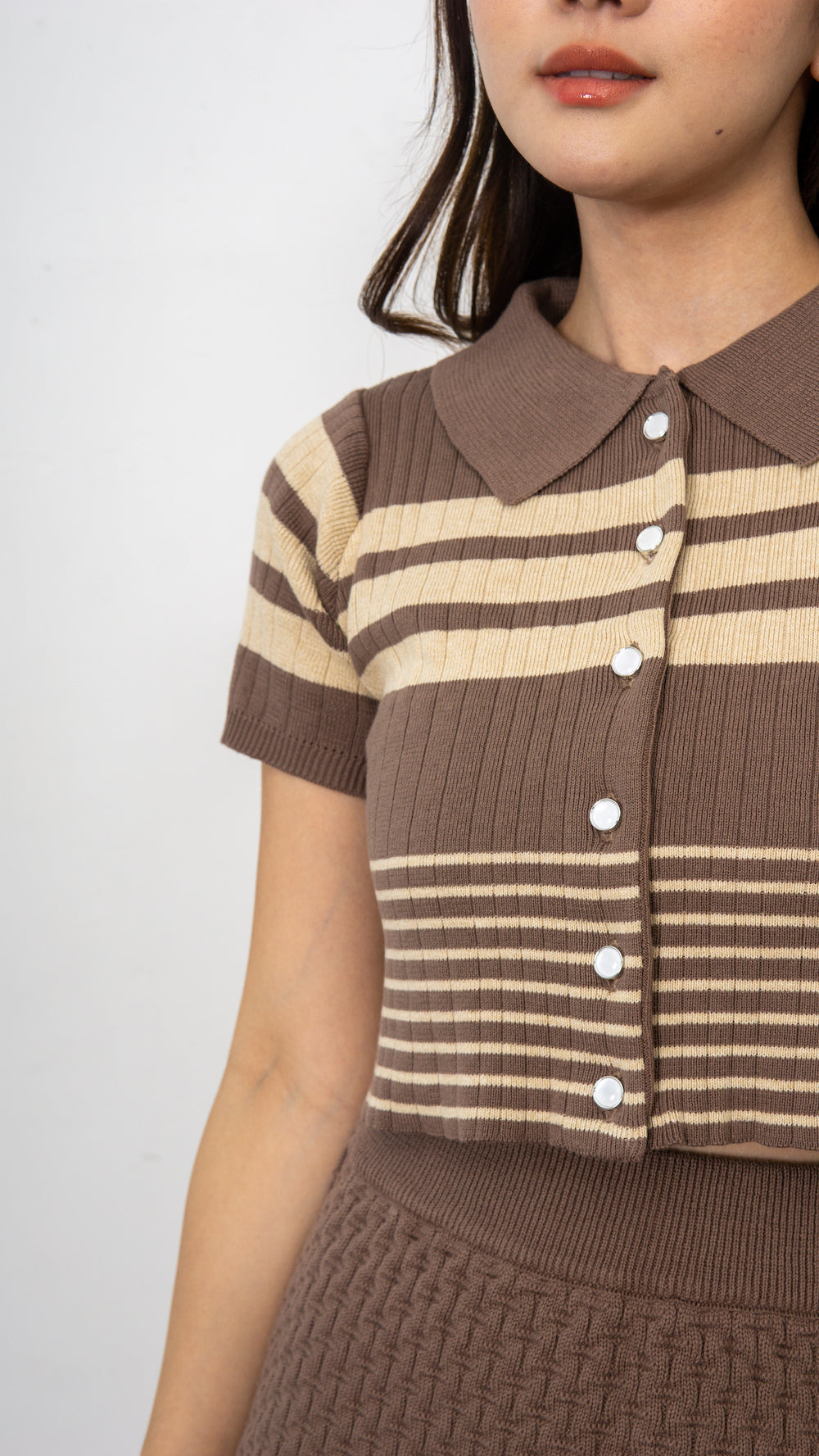 Gwen Stripe Knit Top - Mocha
