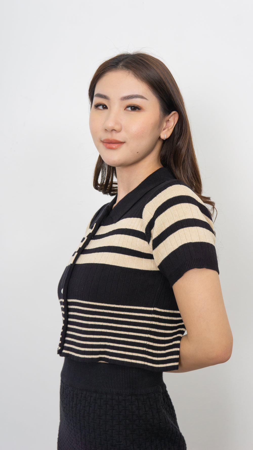 Gwen Stripe Knit Top - Black