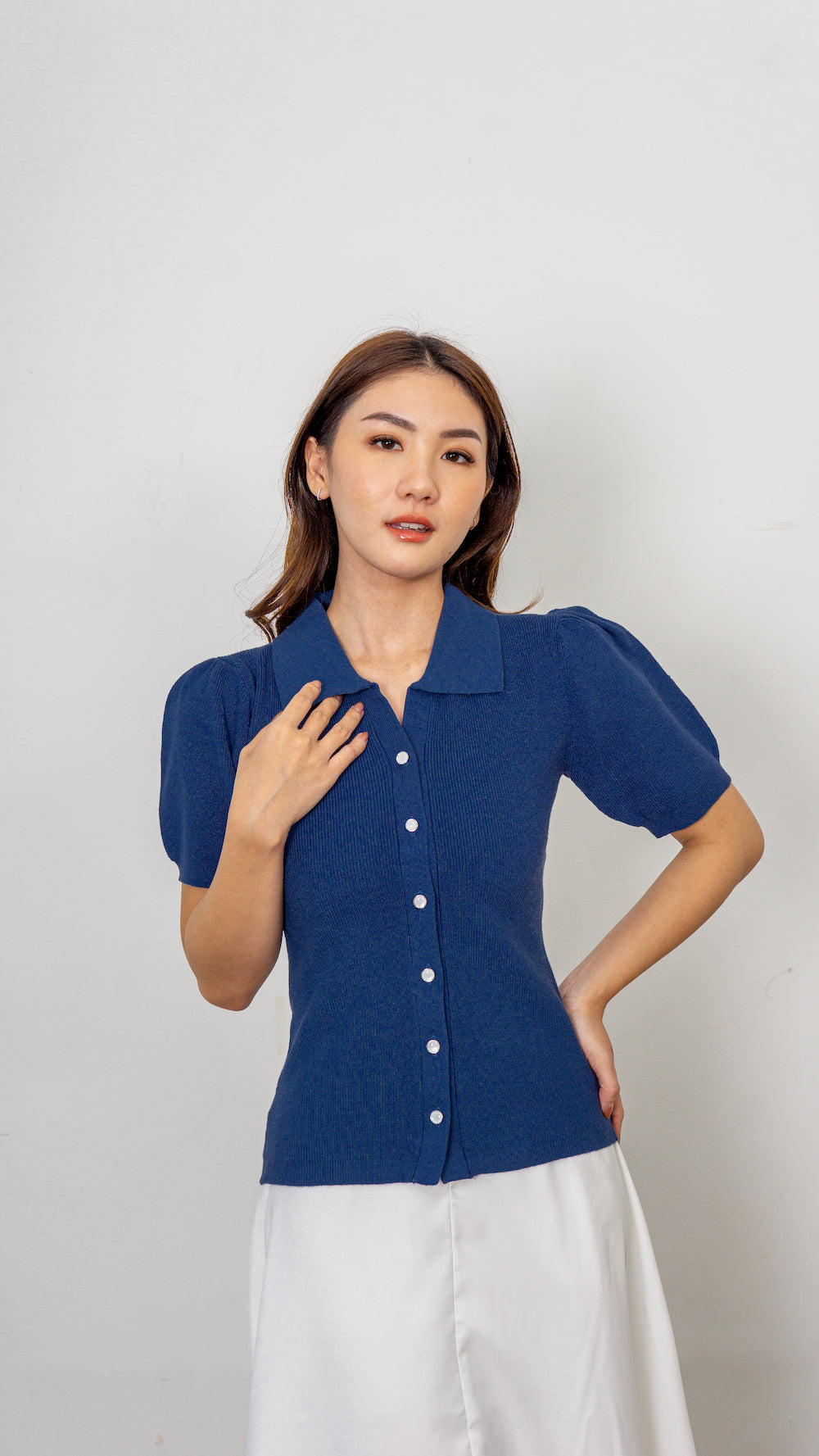 Cara Knit Top - Blue