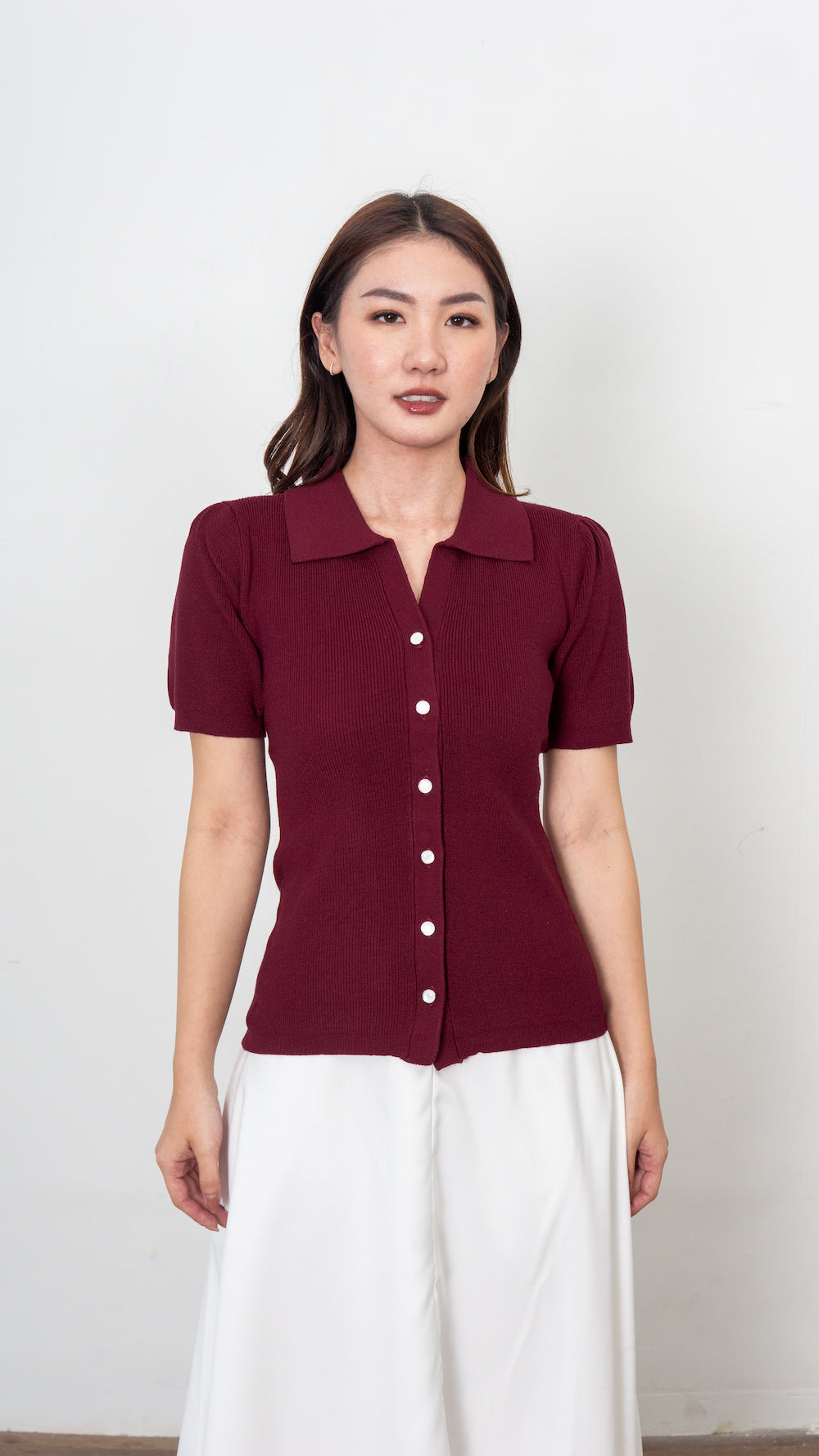 Cara Knit Top - Maroon