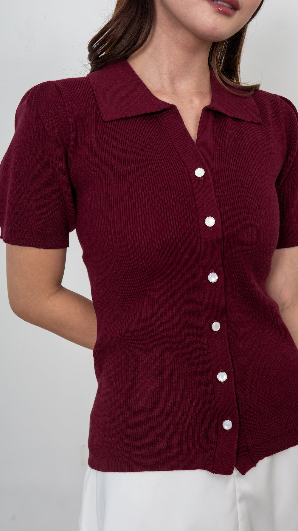 Cara Knit Top - Maroon