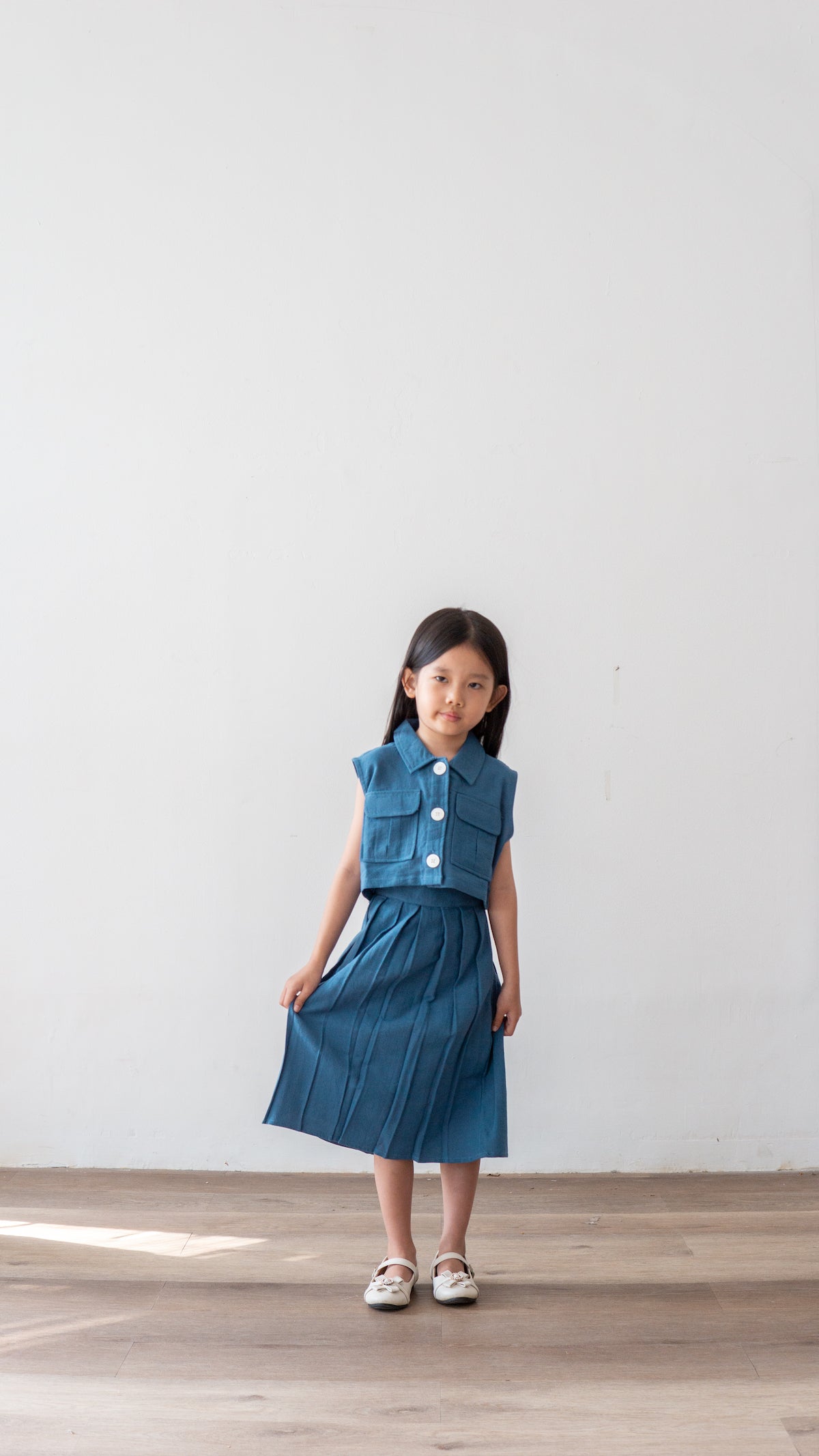 Mini June Linen Top - Blue