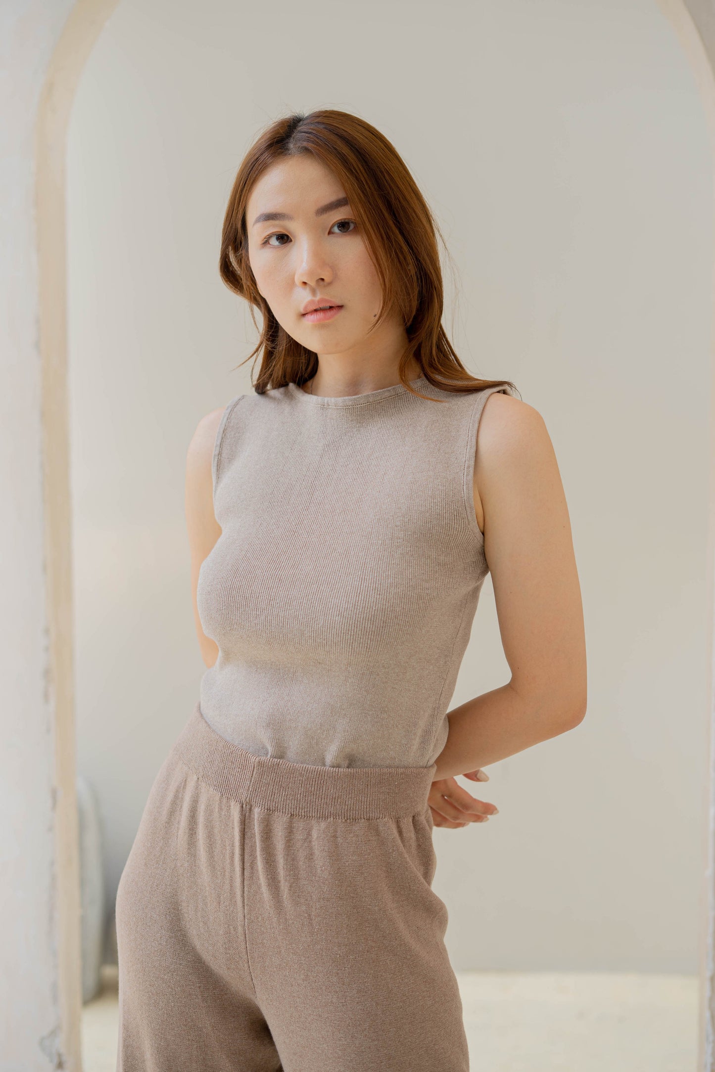 Edith Knit Tank Top - Latte