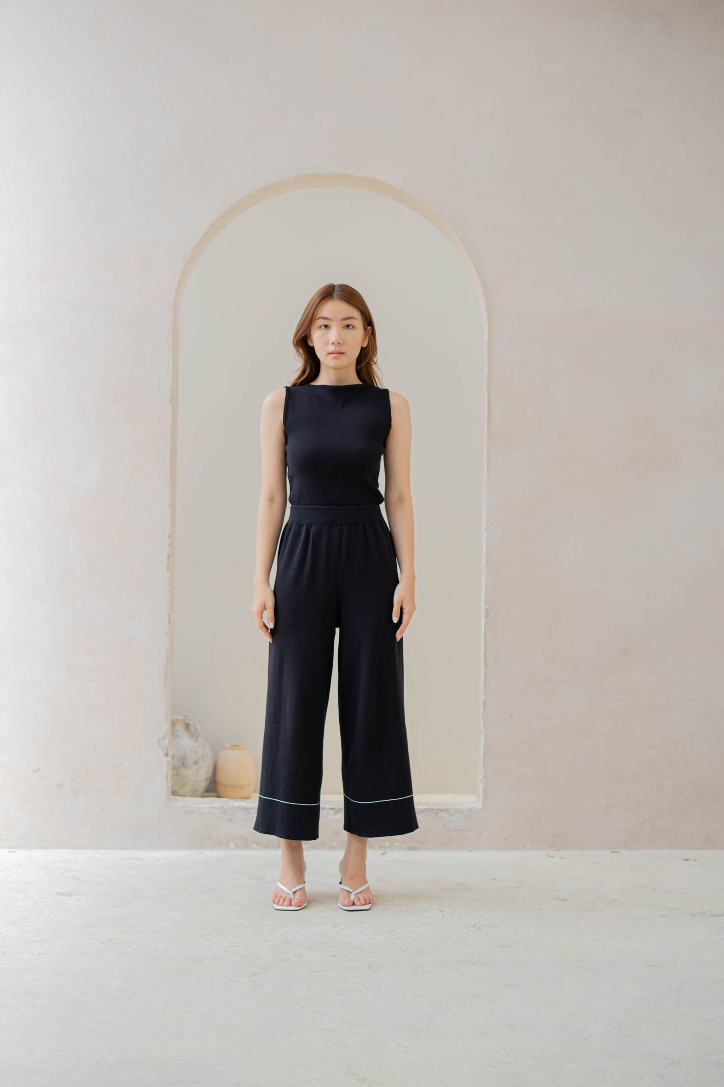 Edith Knit Tank Top - Black