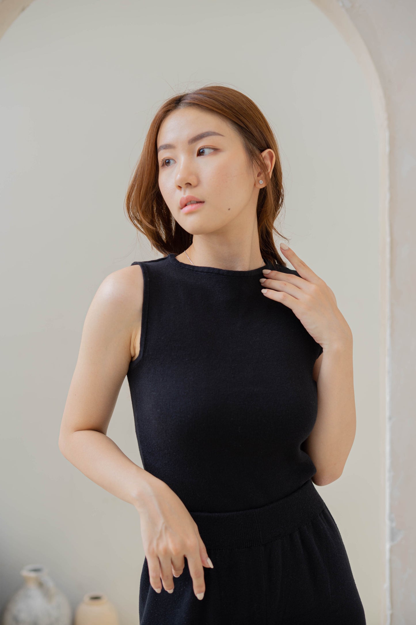 Edith Knit Tank Top - Black