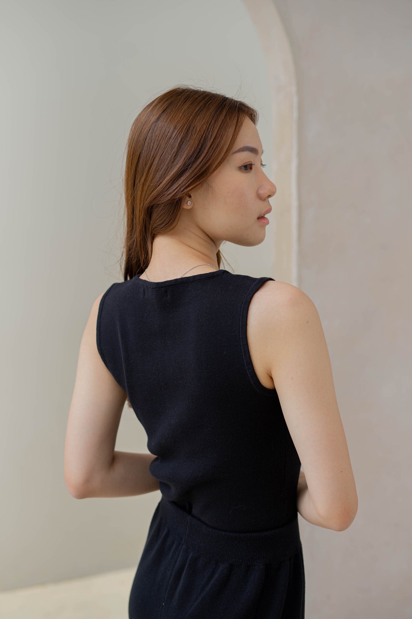 Edith Knit Tank Top - Black
