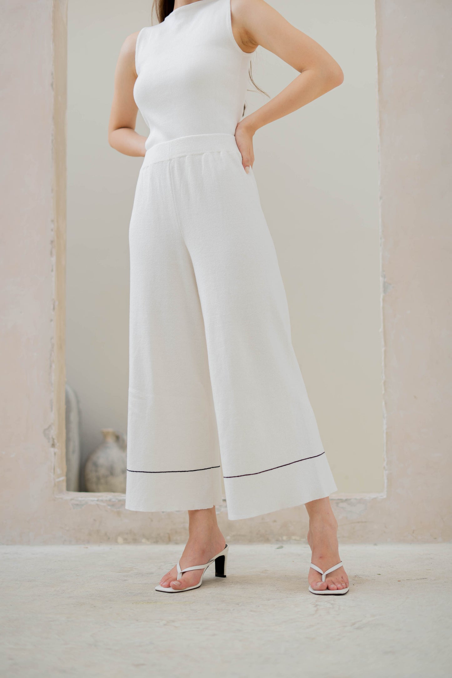 Kaela Knit Culottes - White