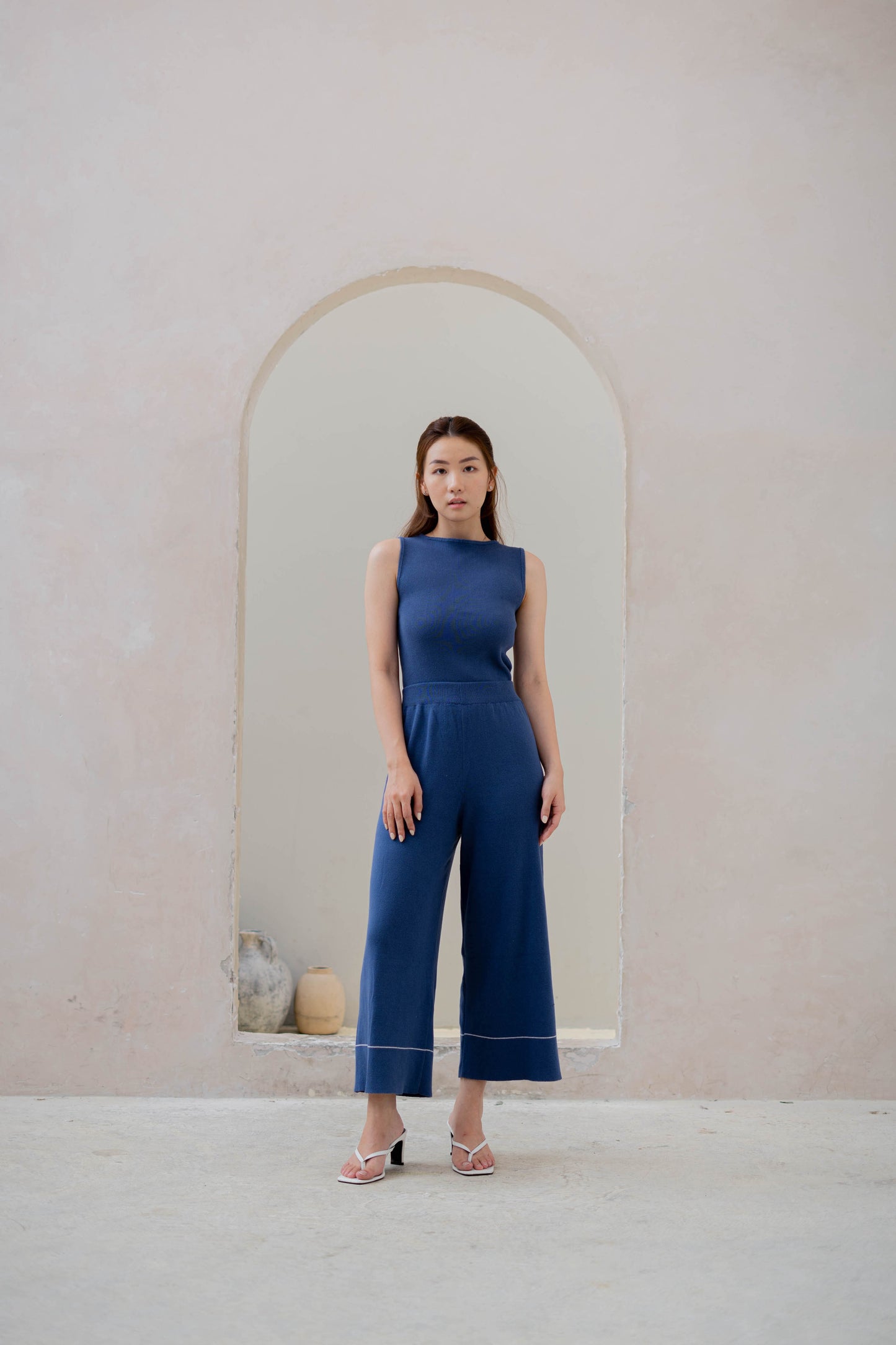 Edith Knit Tank Top - Denim