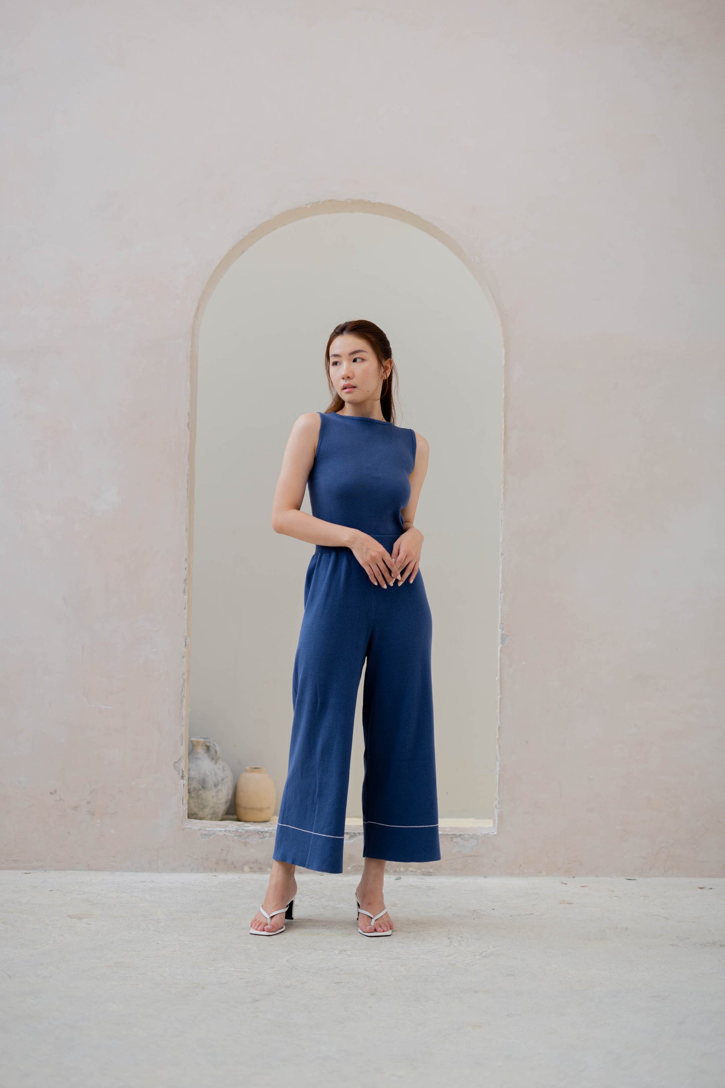 Edith Knit Tank Top - Denim