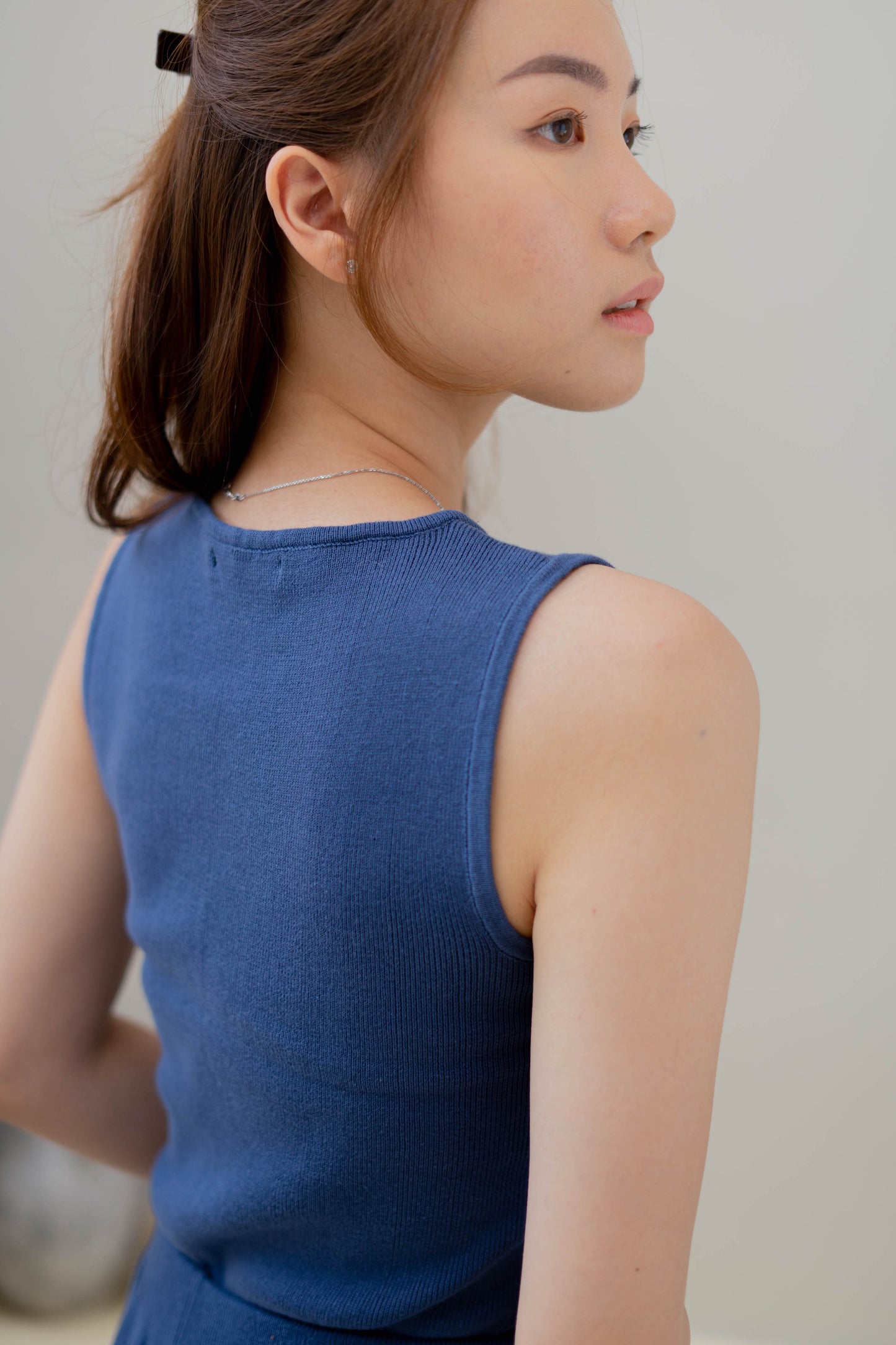 Edith Knit Tank Top - Denim