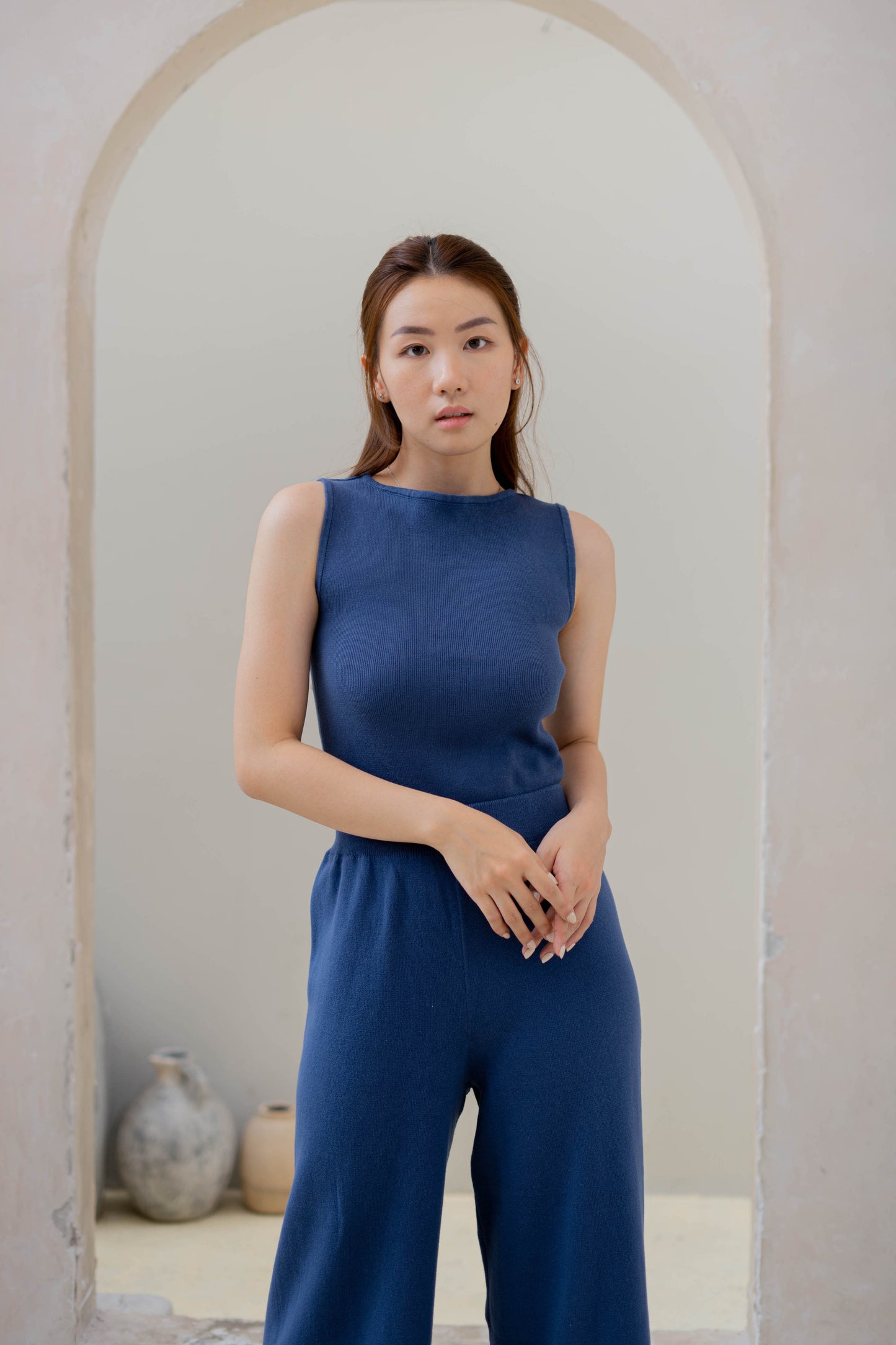 Edith Knit Tank Top - Denim