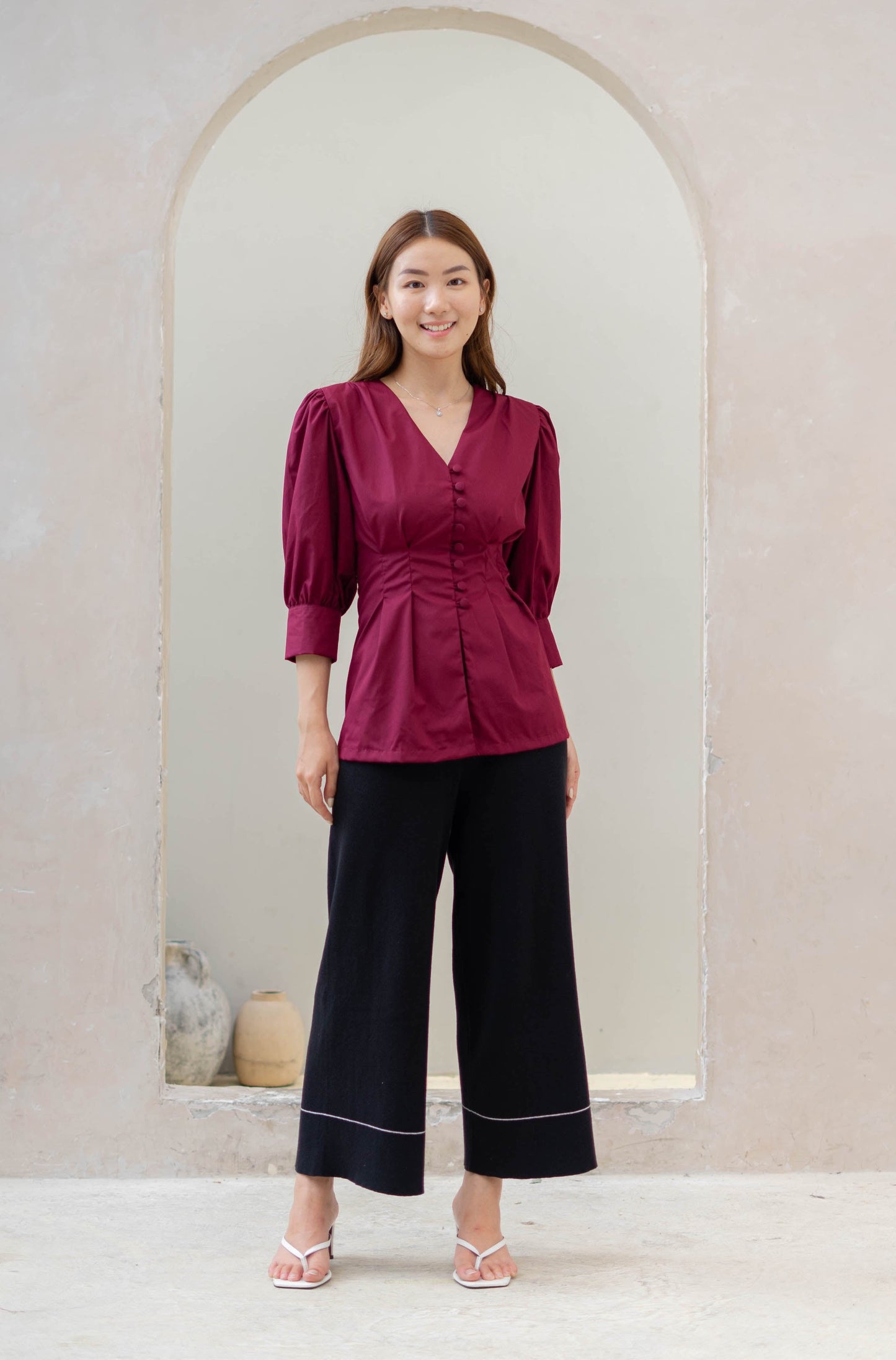 Elara Top - Maroon