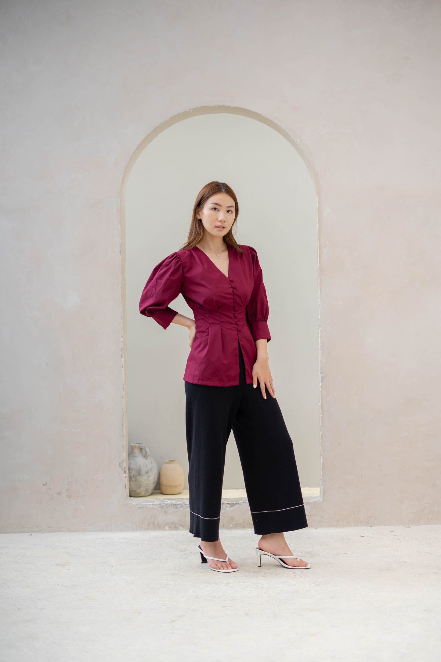 Elara Top - Maroon