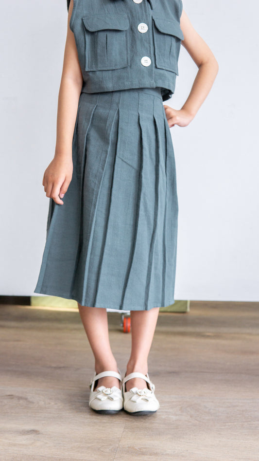 Mini June Linen Skirt - Green