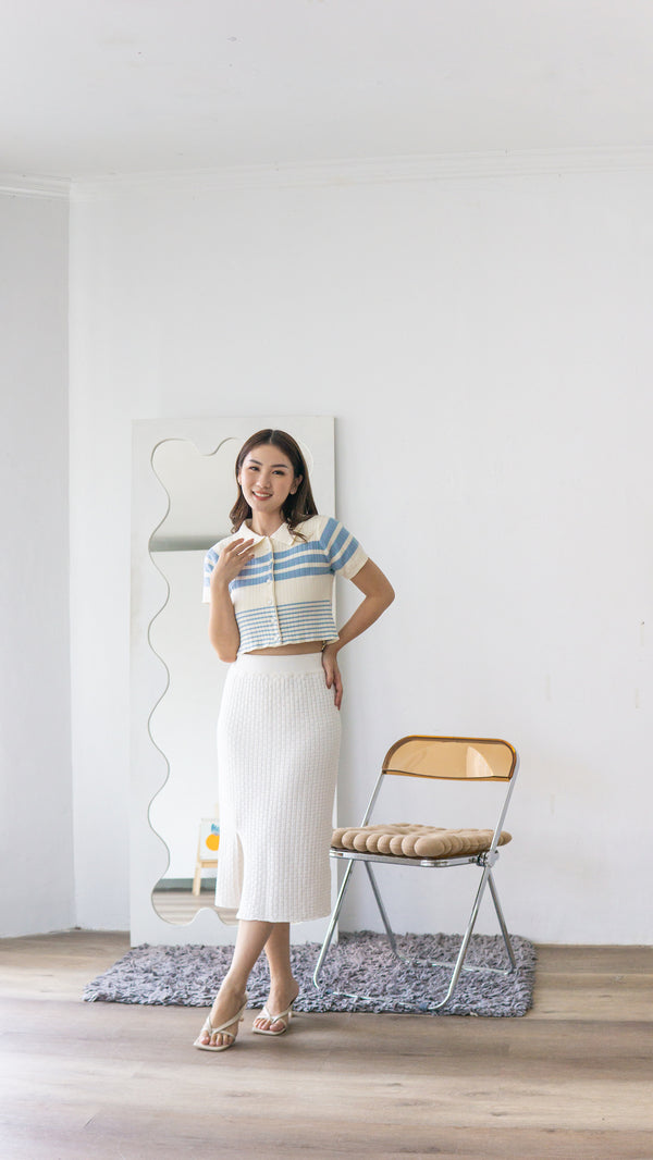 Gwen Stripe Knit Top - White