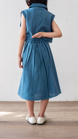 Mini June Linen Skirt - Blue