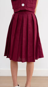 Mini June Linen Skirt - Maroon