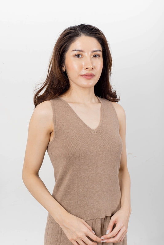 Kylie Knit Tank Top - Mocha