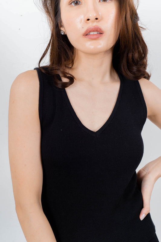 Kylie Knit Tank Top - Black